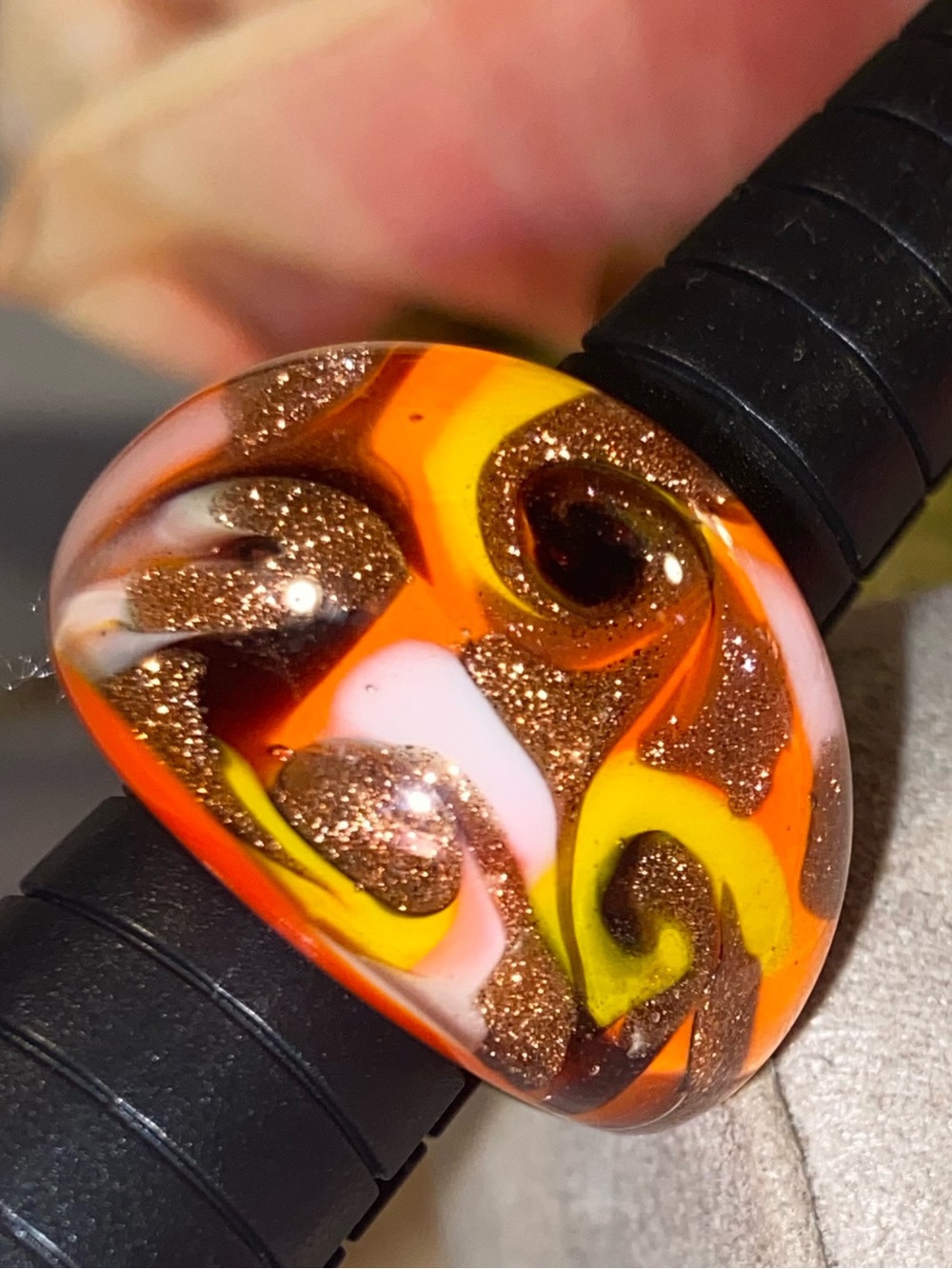 Murano-style Lampwork Glass Statement Ring